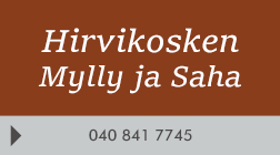 Hirvikosken Mylly ja Saha logo